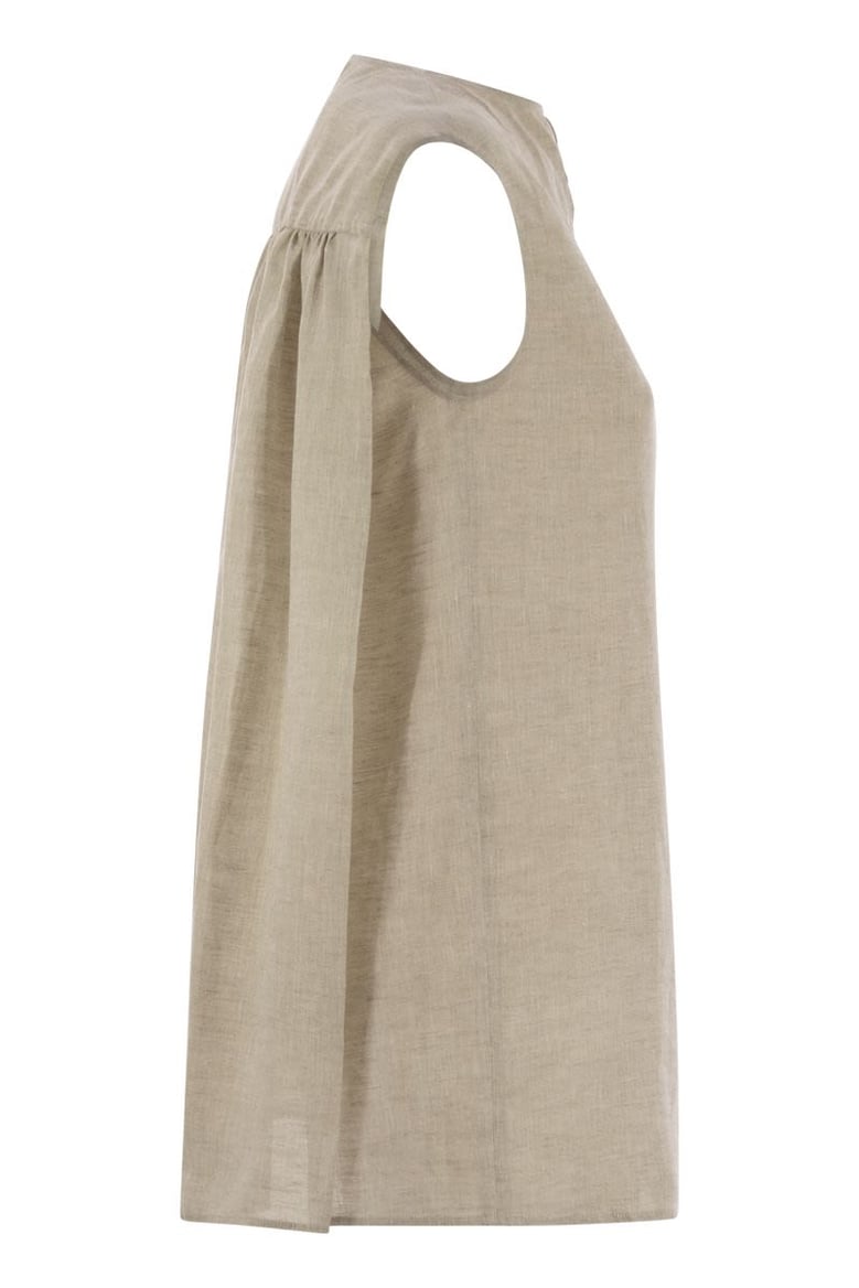 linen sleeveless top by Selfnex