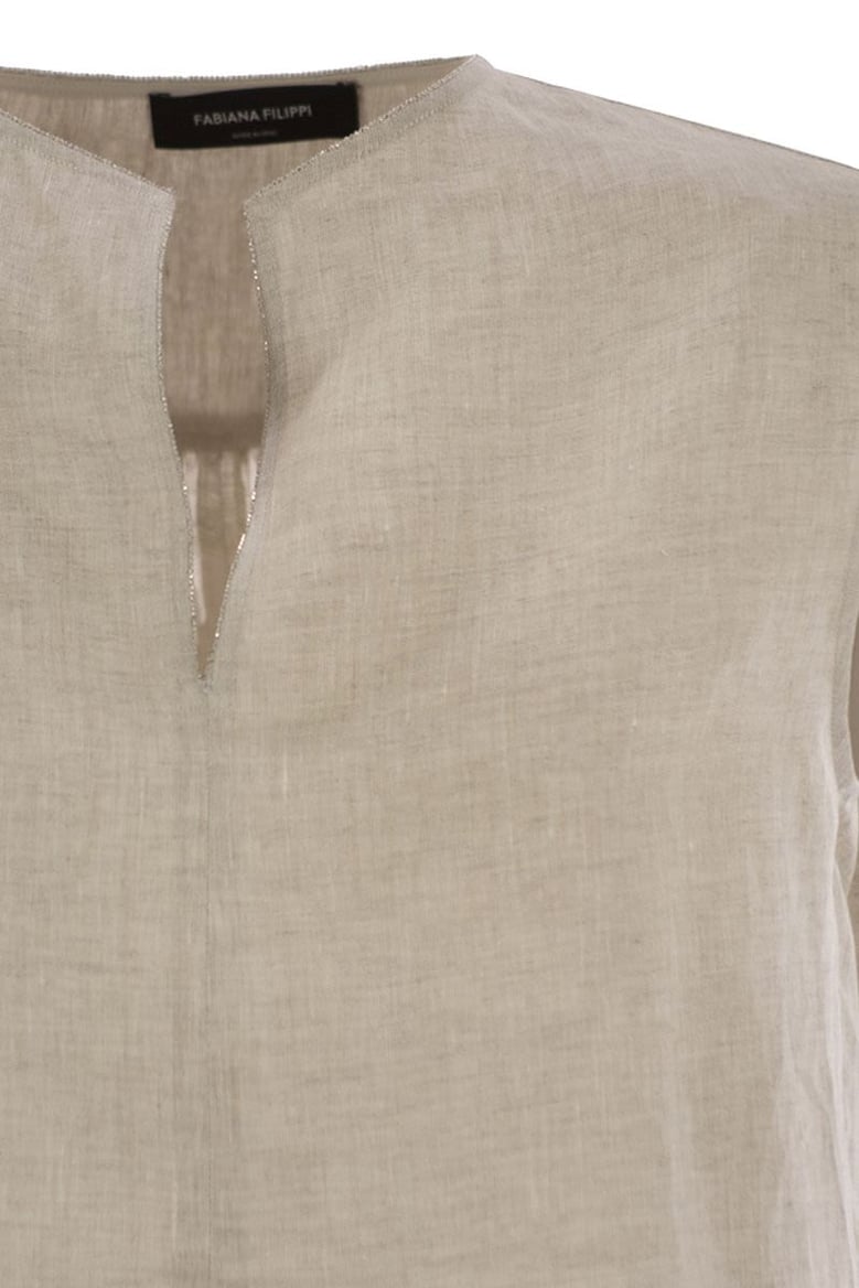 linen sleeveless top by Selfnex