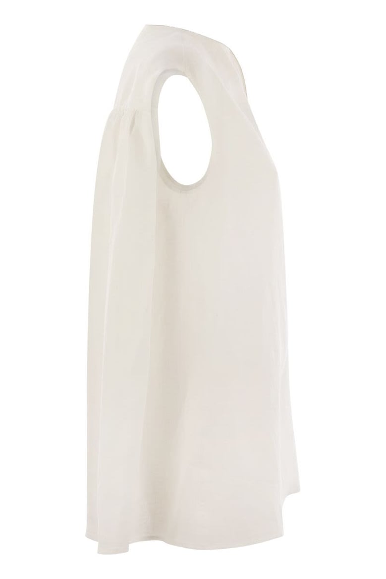 linen sleeveless top by Selfnex