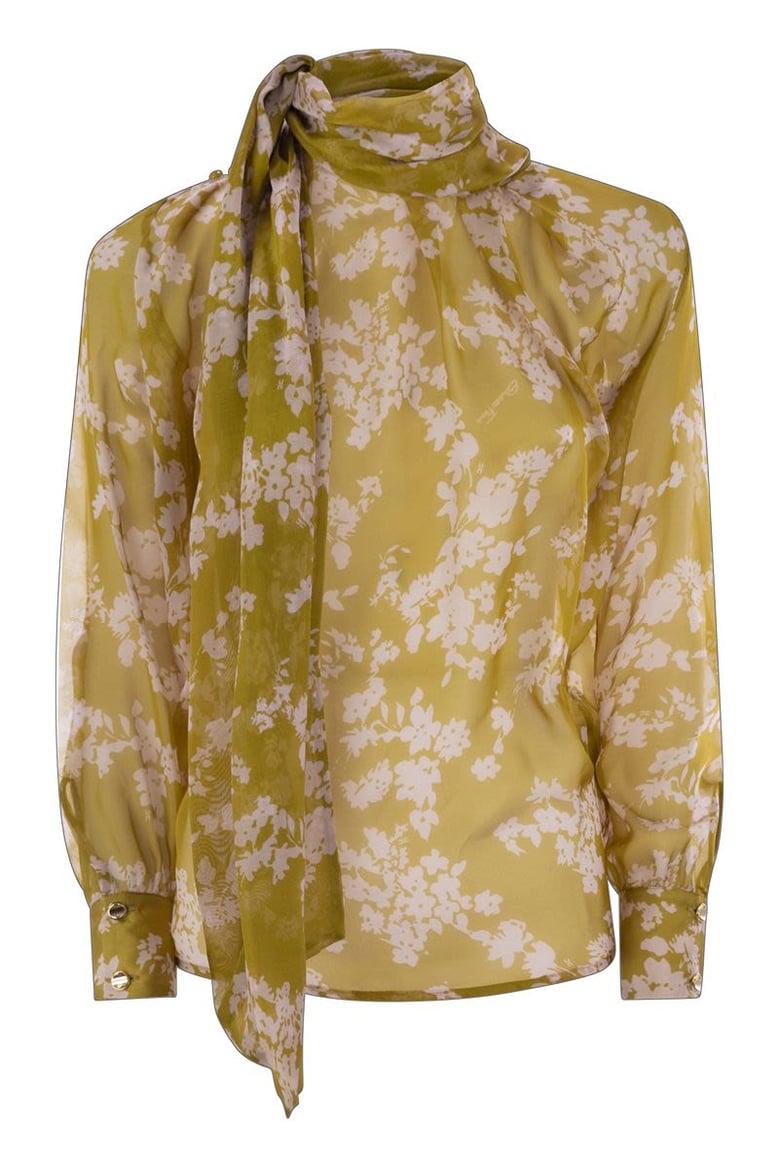 printed silk voile blouse by Selfnex