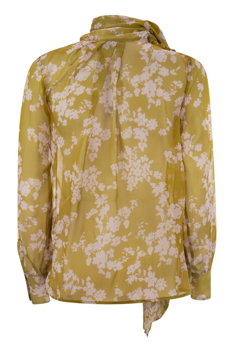 printed silk voile blouse by Selfnex
