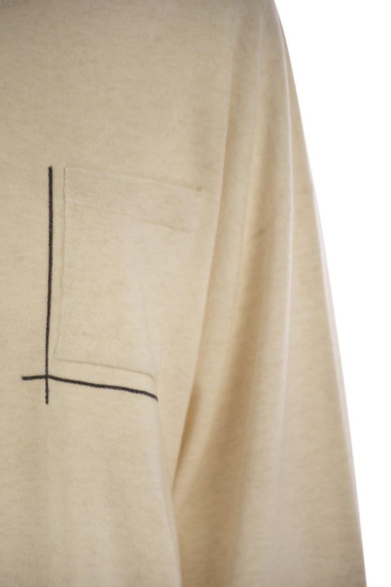 virgin wool cashmere and silk sweater with shiny pocket detail by Selfnex