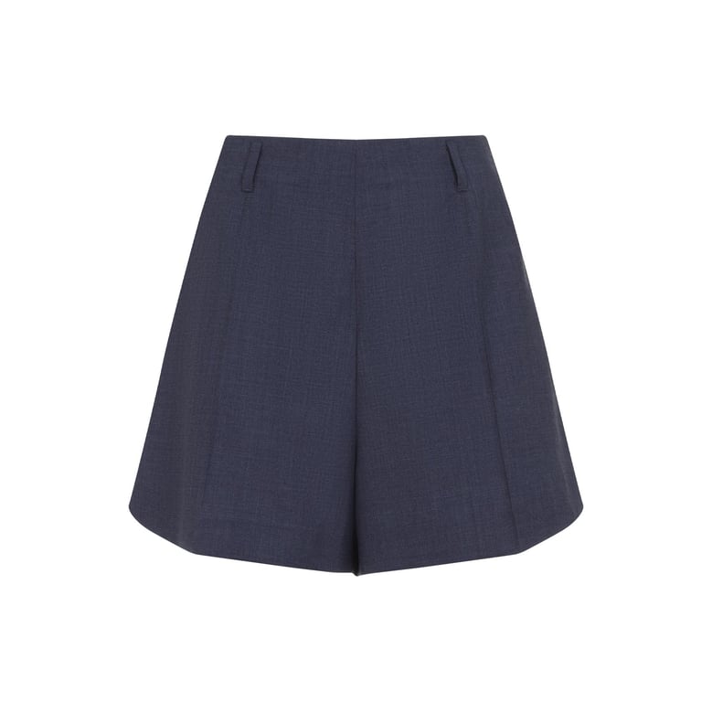 navy blue wool shorts by Selfnex