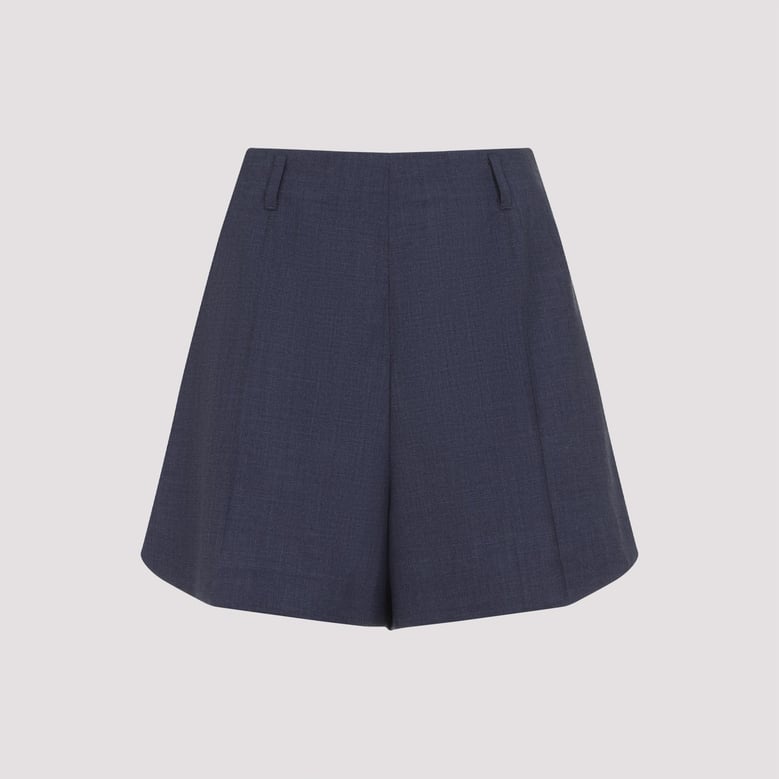 navy blue wool shorts by Selfnex