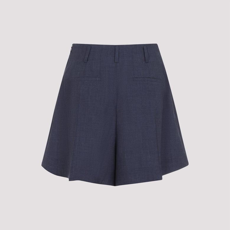navy blue wool shorts by Selfnex