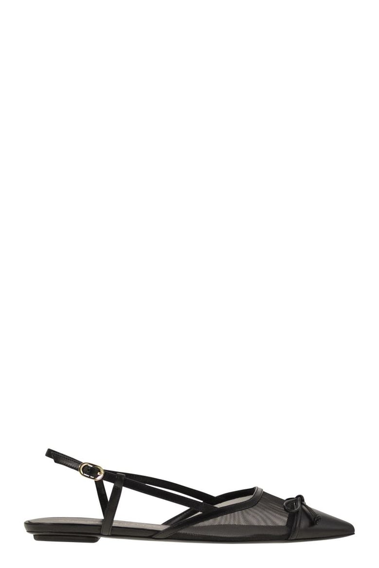 kitty - leather and transparent fabric slingback by Selfnex