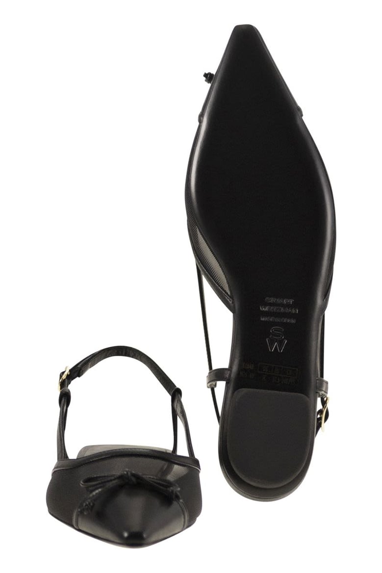 kitty - leather and transparent fabric slingback by Selfnex