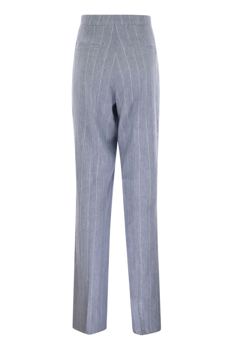pinstripe trousers in linen and stretch cotton by Selfnex