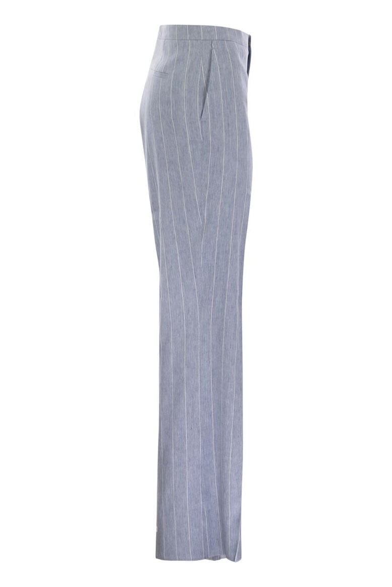 pinstripe trousers in linen and stretch cotton by Selfnex