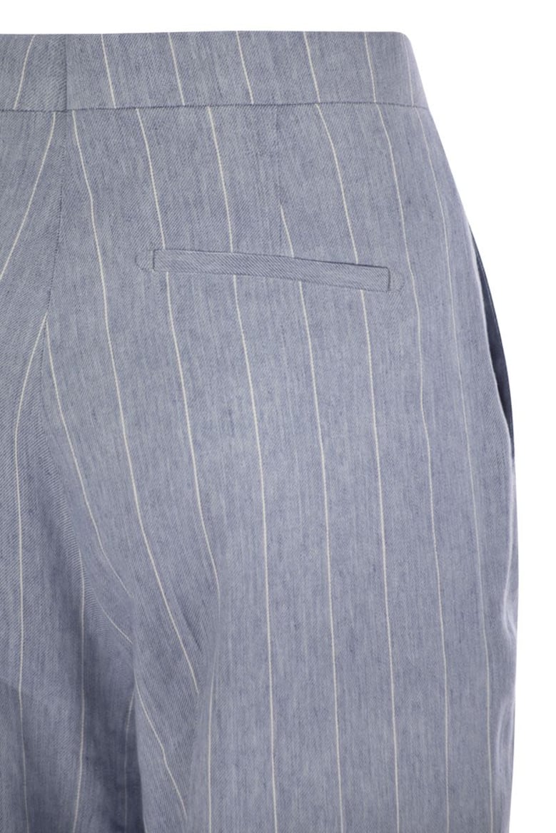 pinstripe trousers in linen and stretch cotton by Selfnex