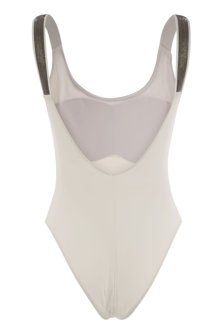 one-piece swimming costume in techno jersey with necklace by Selfnex