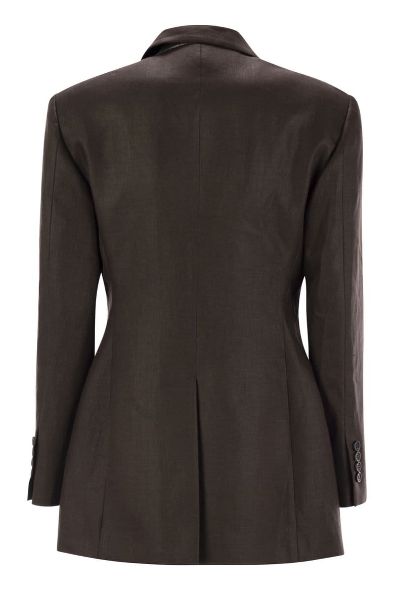 shiny linen twill jacket with necklace by Selfnex