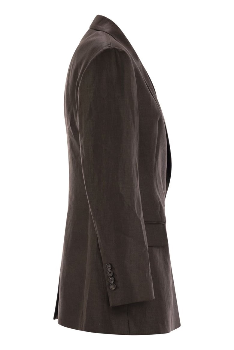 shiny linen twill jacket with necklace by Selfnex