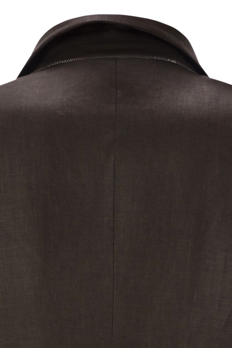 shiny linen twill jacket with necklace by Selfnex