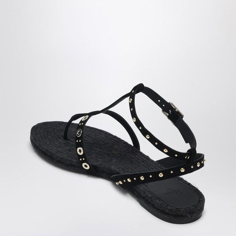 low-heeled black pati with studs by Selfnex