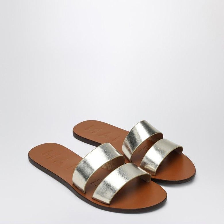 platinum colored strap sandals in leather by Selfnex