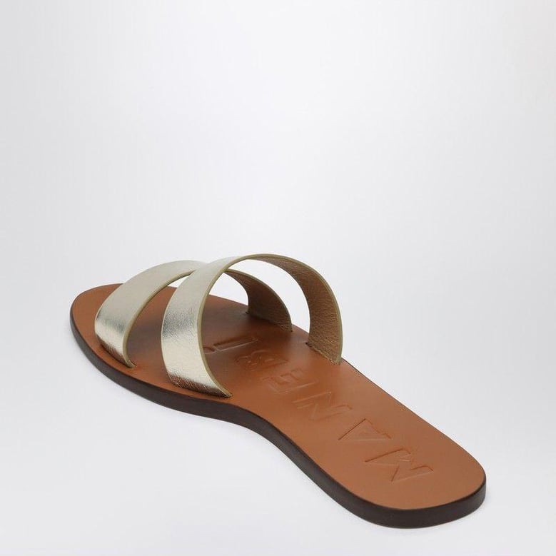 platinum colored strap sandals in leather by Selfnex