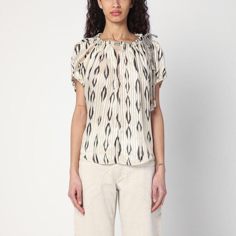 ecru/black blouse in silk by Selfnex