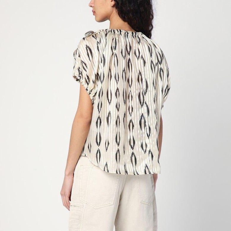 ecru/black blouse in silk by Selfnex