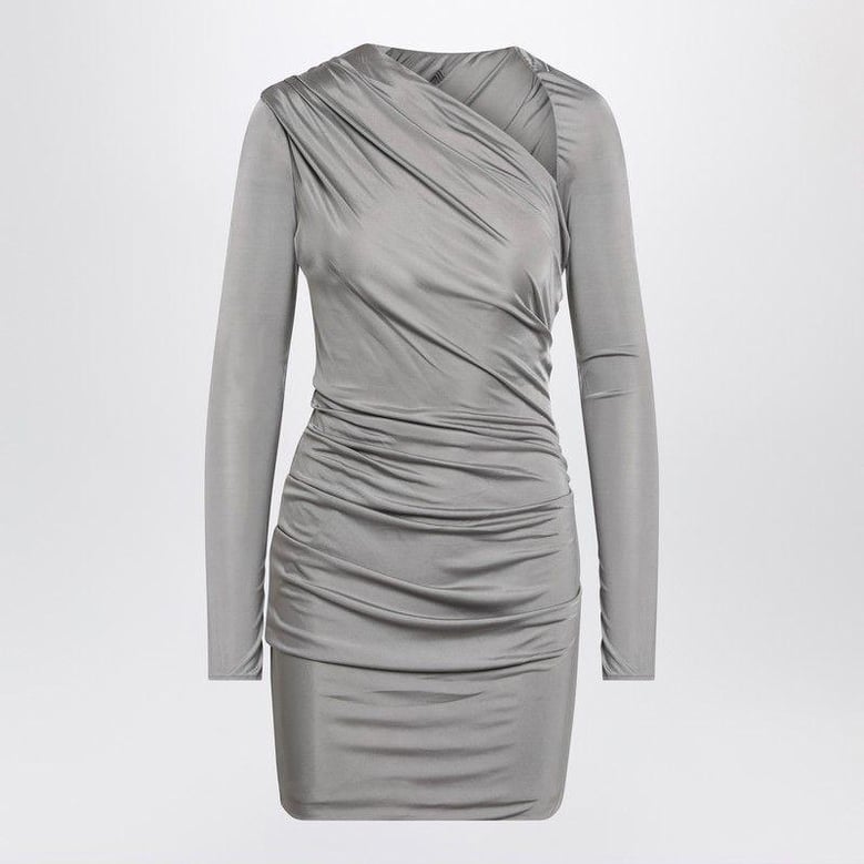 draped grey mini dress by Selfnex