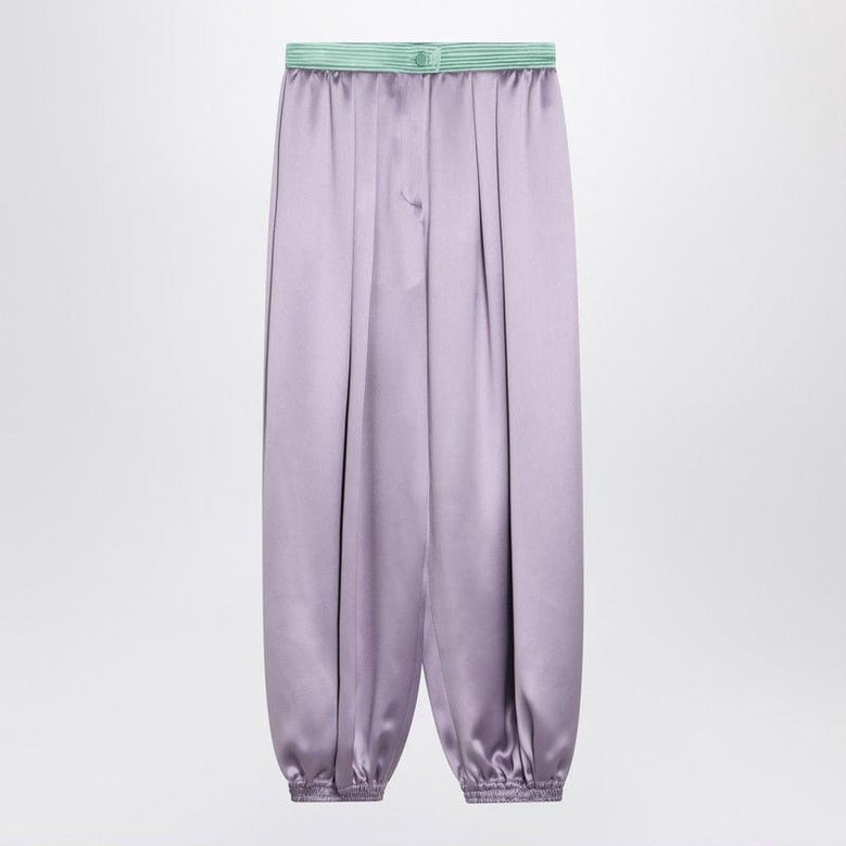 wide lilac silk pants by Selfnex