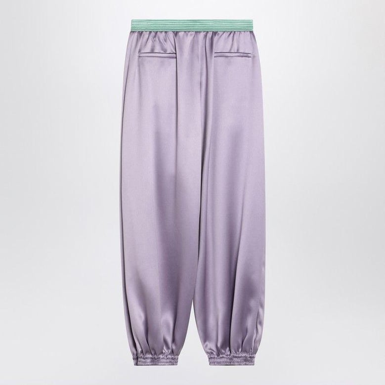 wide lilac silk pants by Selfnex