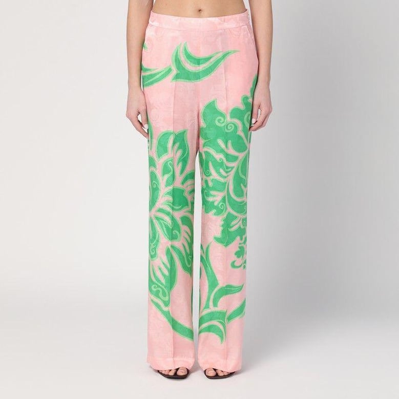 wide printed trousers in silk blend by Selfnex