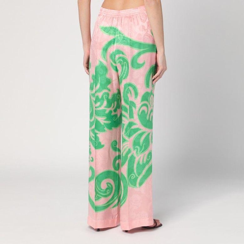 wide printed trousers in silk blend by Selfnex