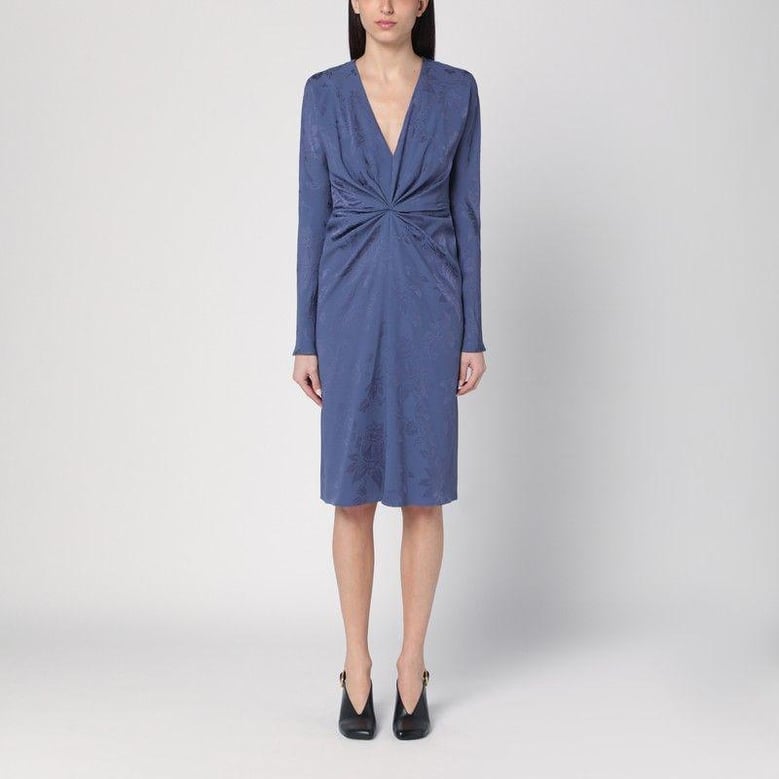 jacquard-effect dress in cornflower blue by Selfnex