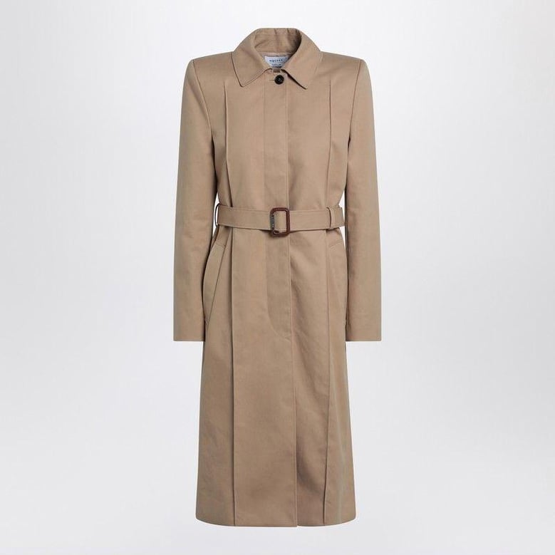 beige trench coat with belt by Selfnex