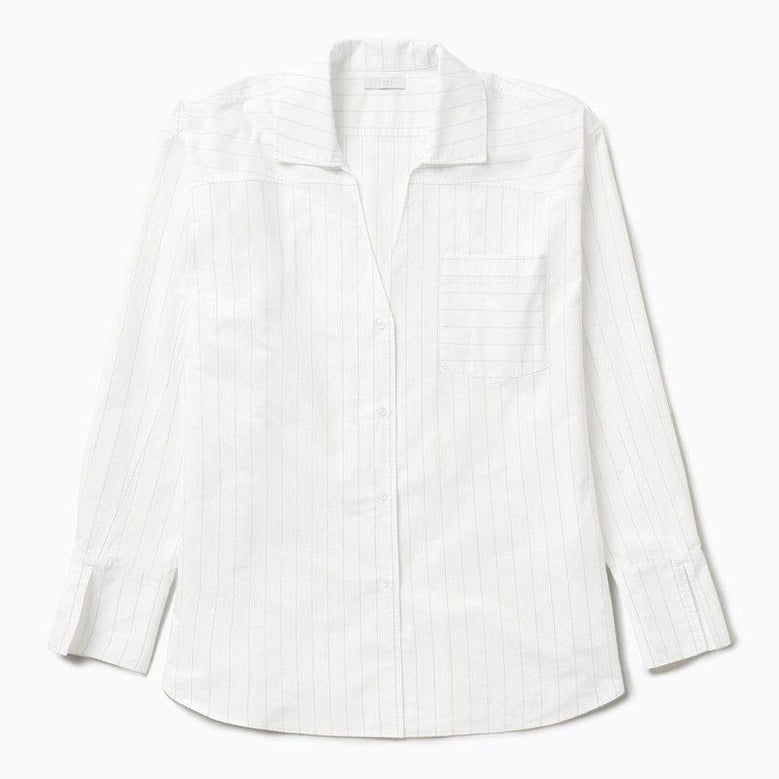 striped l/s shirt dress white by Selfnex