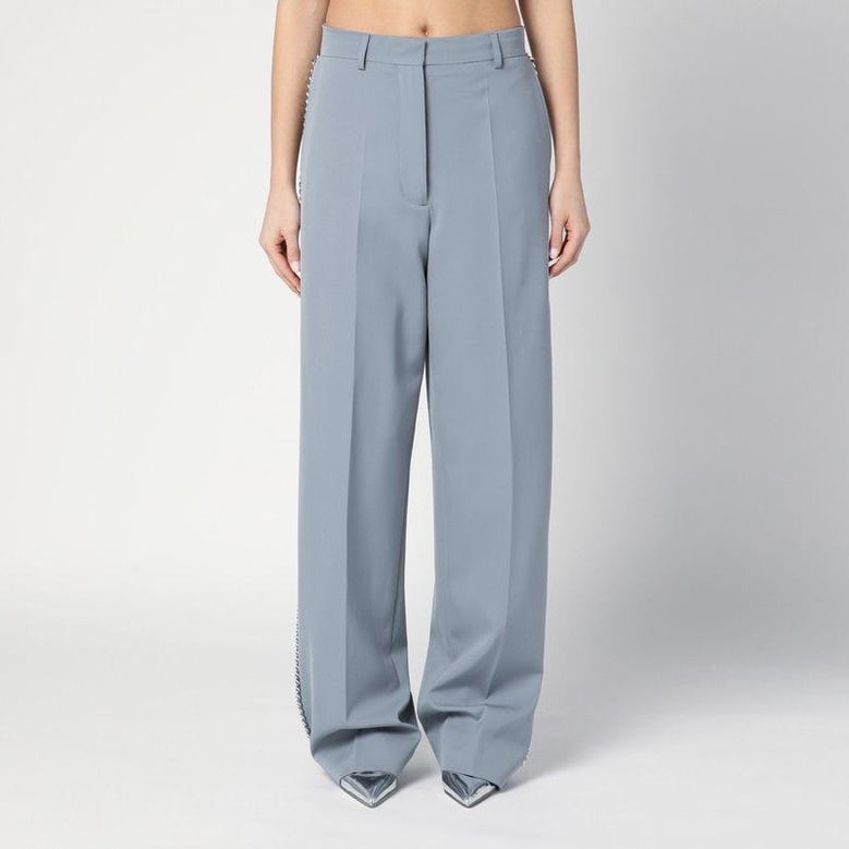 wide-leg light grey falabella pants with chain by Selfnex