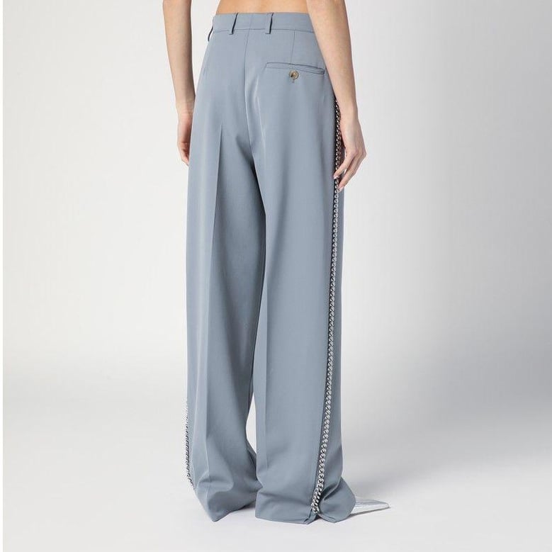 wide-leg light grey falabella pants with chain by Selfnex