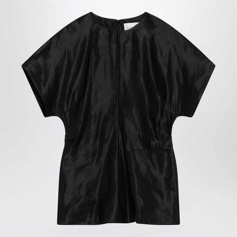 black t-shirt in linen and silk by Selfnex