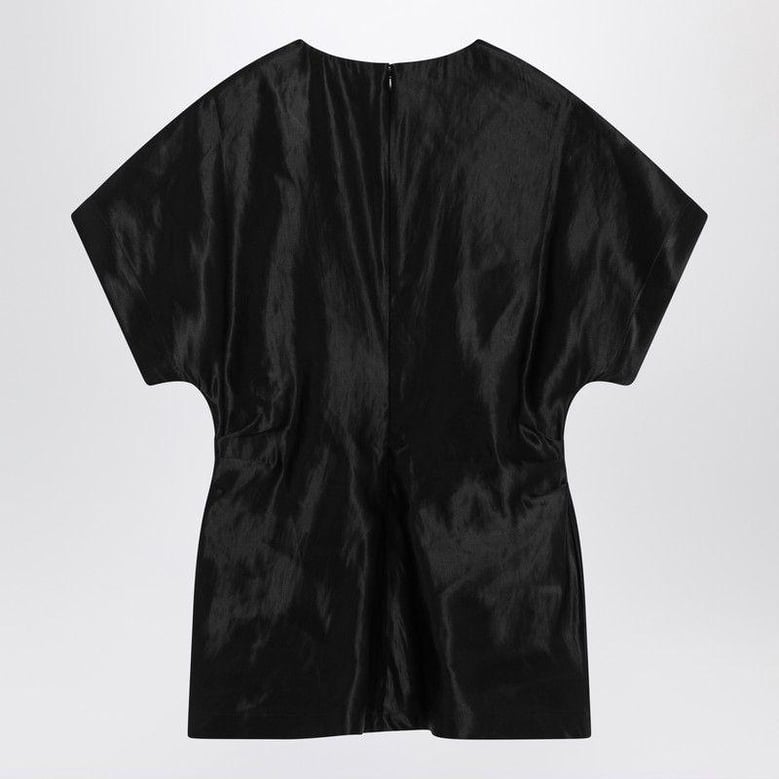 black t-shirt in linen and silk by Selfnex