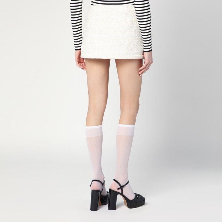 ivory textured tweed mini skirt by Selfnex
