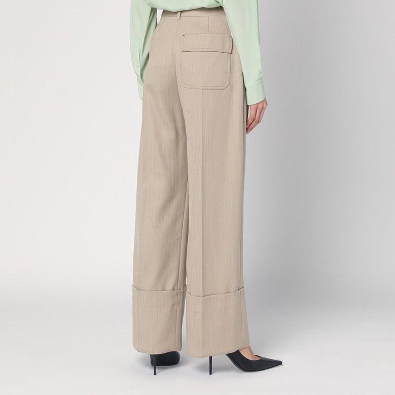 wide mandarin colour pants in wool by Selfnex