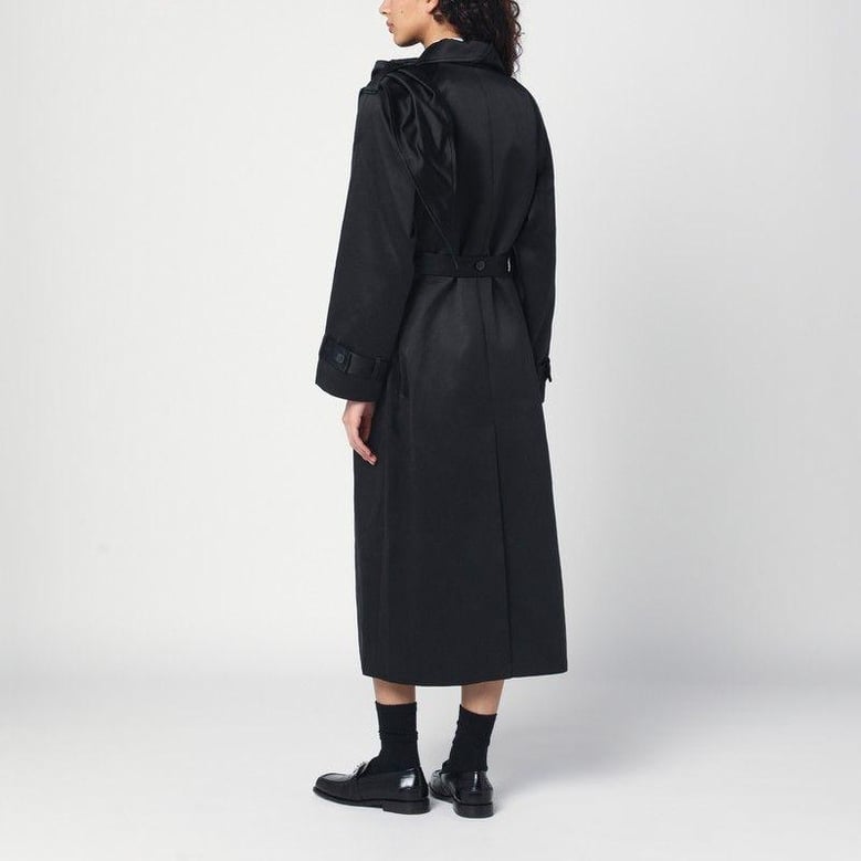 black cotton-blend kelly trench coat by Selfnex