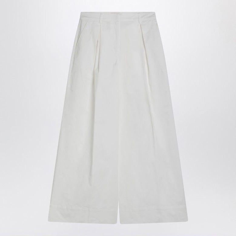 white cotton palazzo trousers by Selfnex