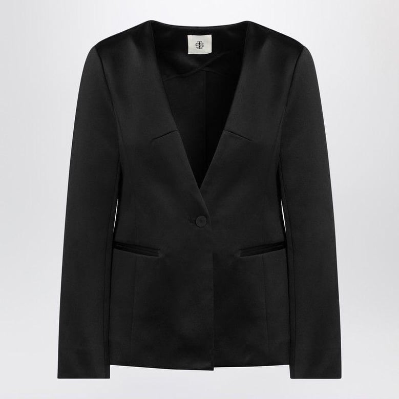 black single breasted cotton blend jacket by Selfnex
