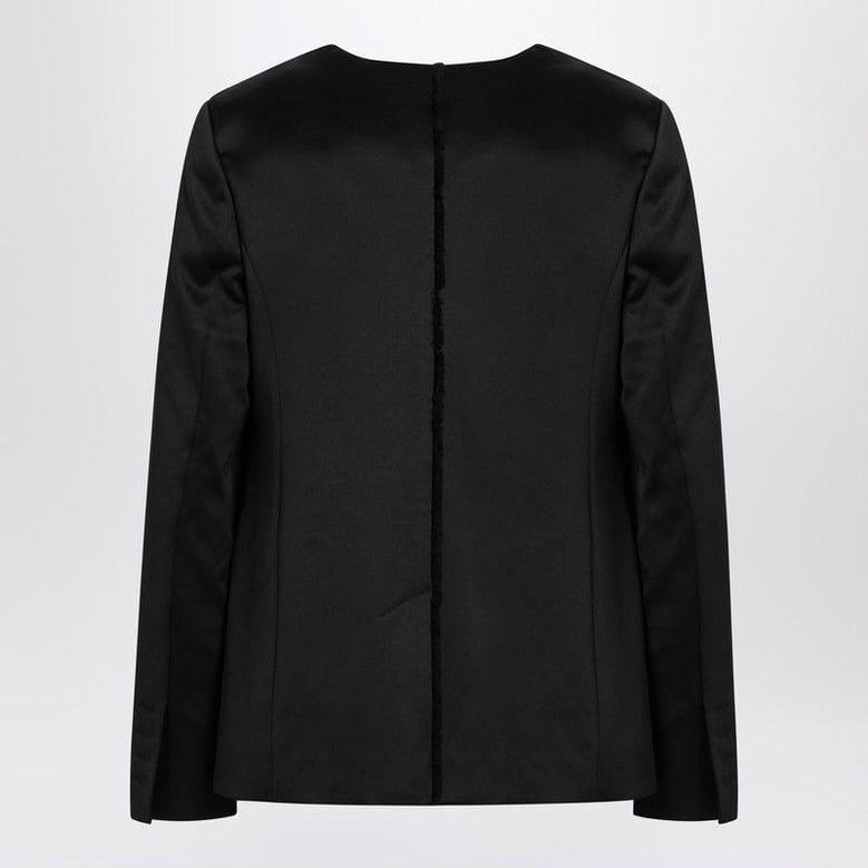 black single breasted cotton blend jacket by Selfnex