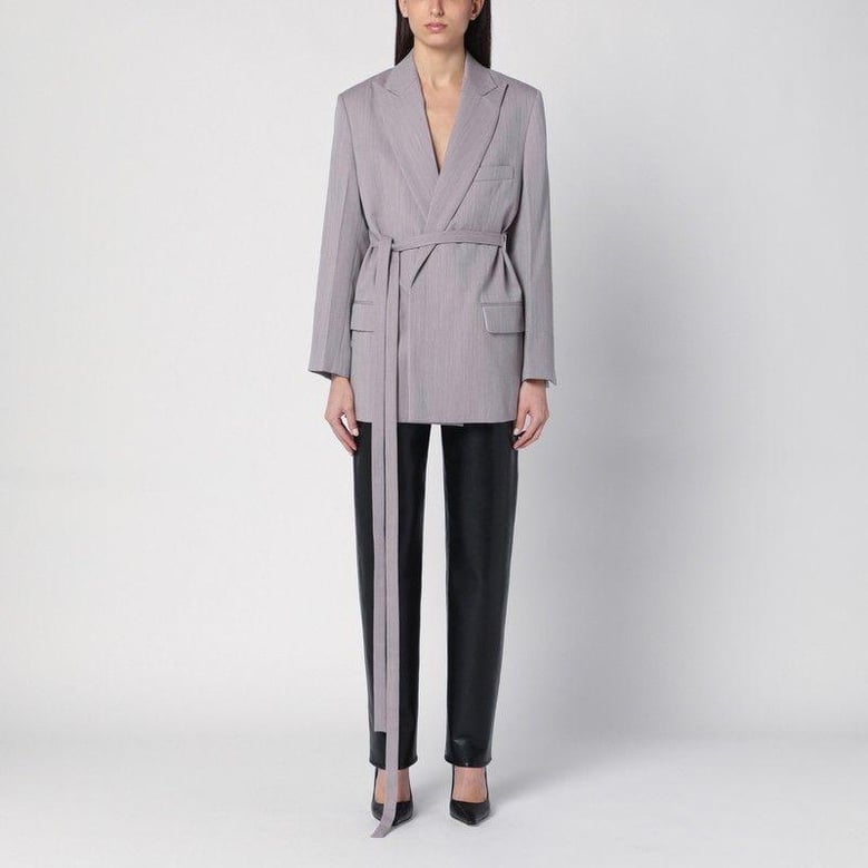 light grey wool jacket with belt by Selfnex