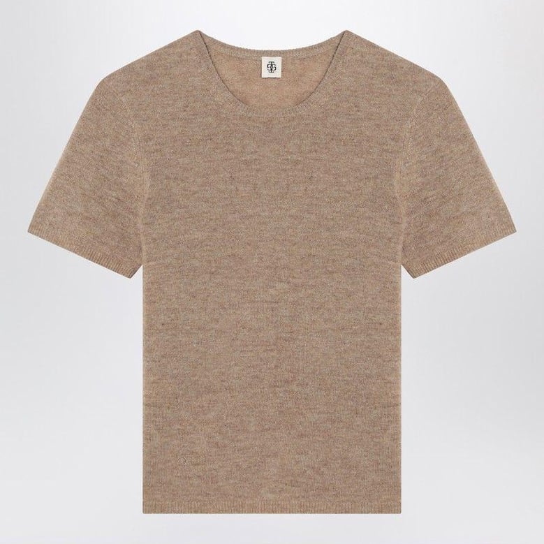 camel colour como sweater in wool by Selfnex