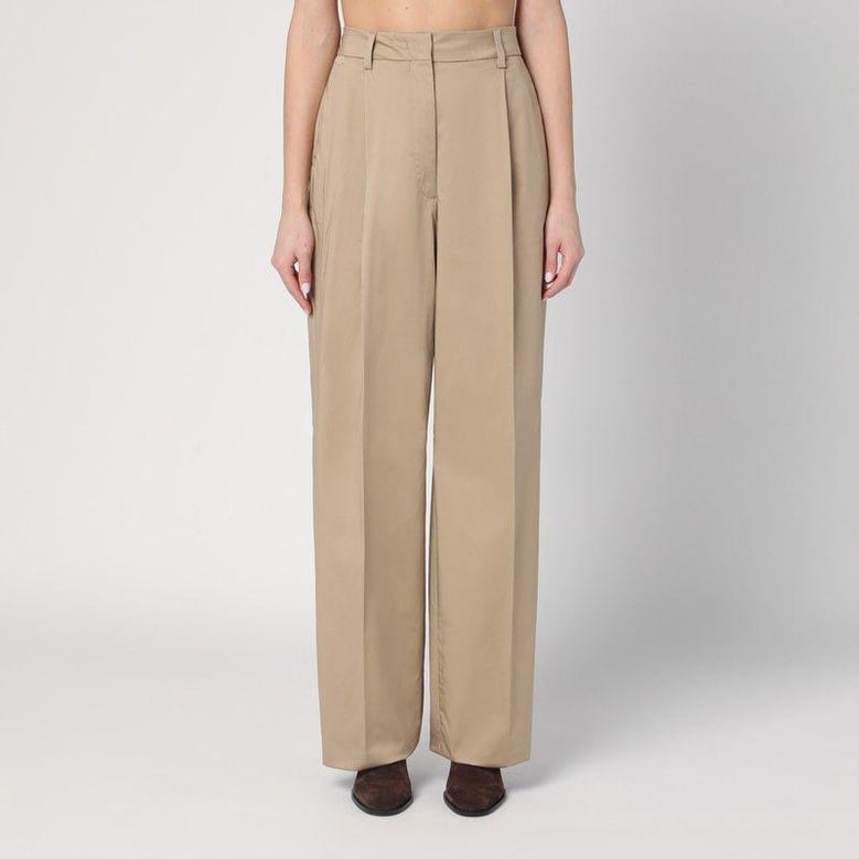 wide sand-coloured axel trousers by Selfnex