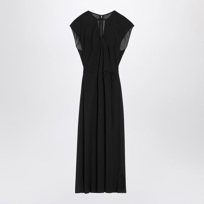 black midi dress with belt by Selfnex