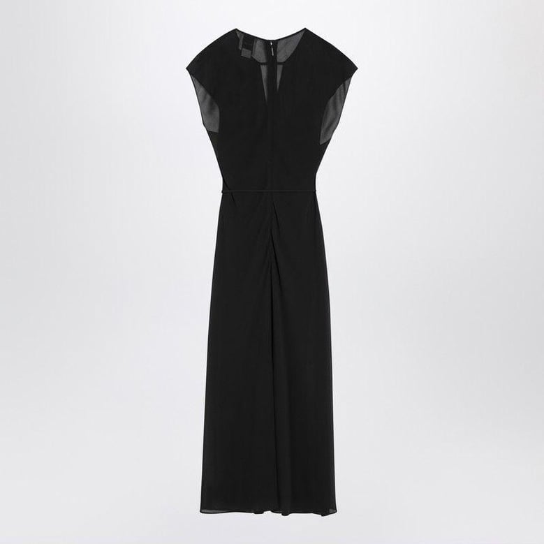 black midi dress with belt by Selfnex