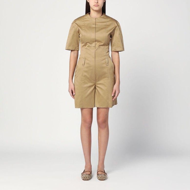 camel-coloured short jumpsuit in cotton by Selfnex