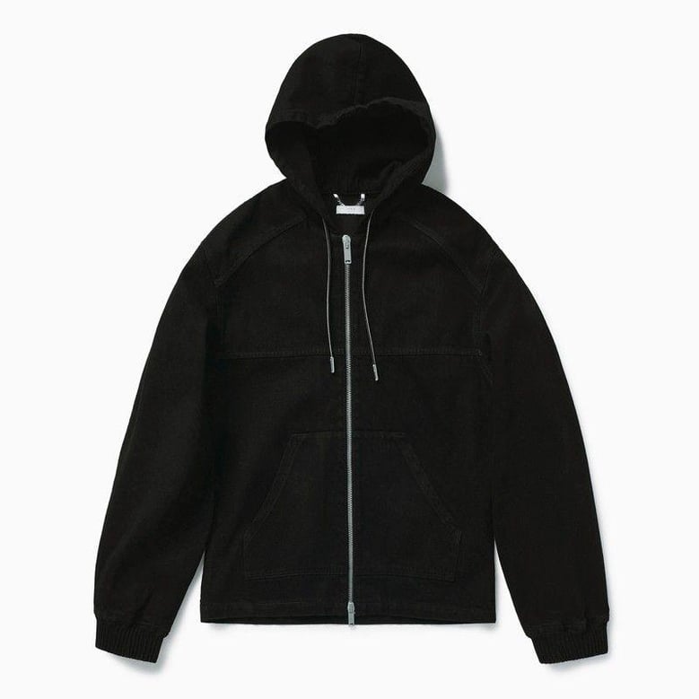black denim zip hoodie by Selfnex