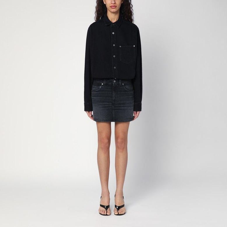 washed black tamu mini dress in denim by Selfnex
