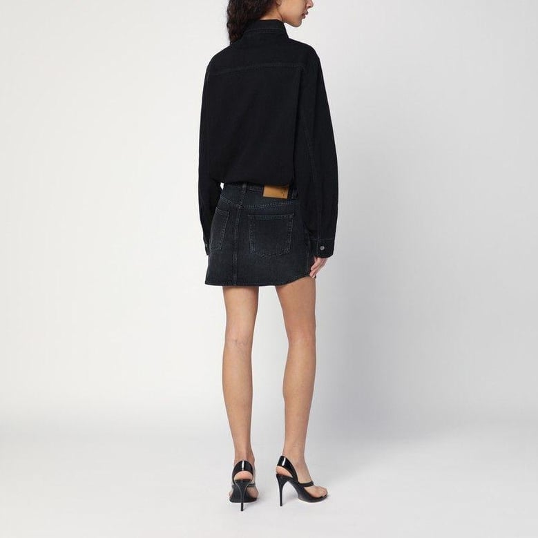 washed black tamu mini dress in denim by Selfnex
